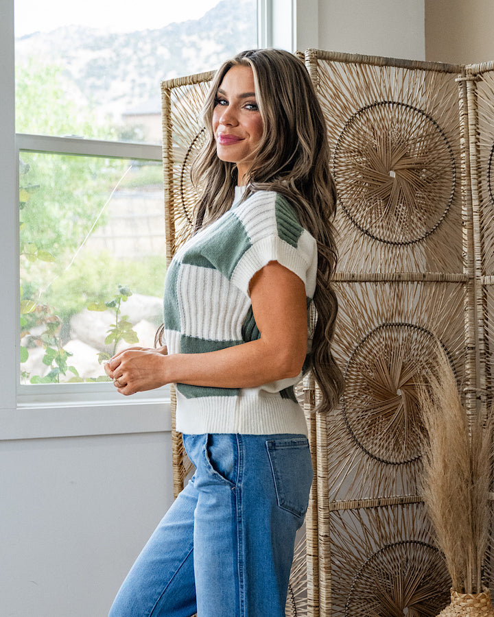 Joey Textured Checkered Sweater - Sage Michelle Mae