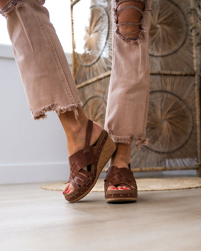 Corkys Dream Weaver Wedge Sandals - Tobacco FINAL SALE  Corkys Footwear   