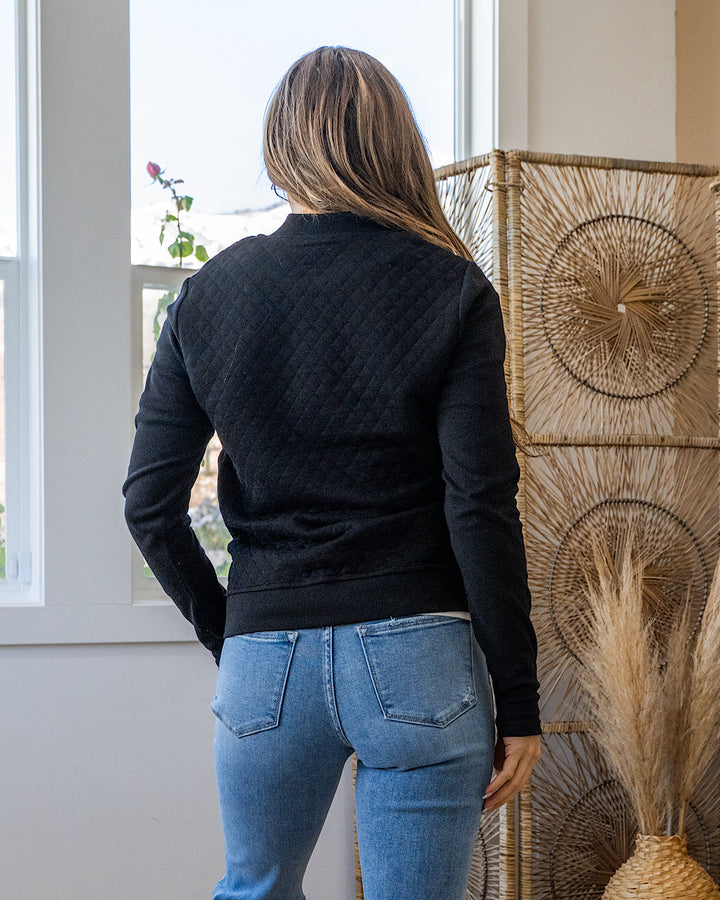 NEW! Ampersand Ave Quilted Bomber Jacket - Black Ampersand Ave