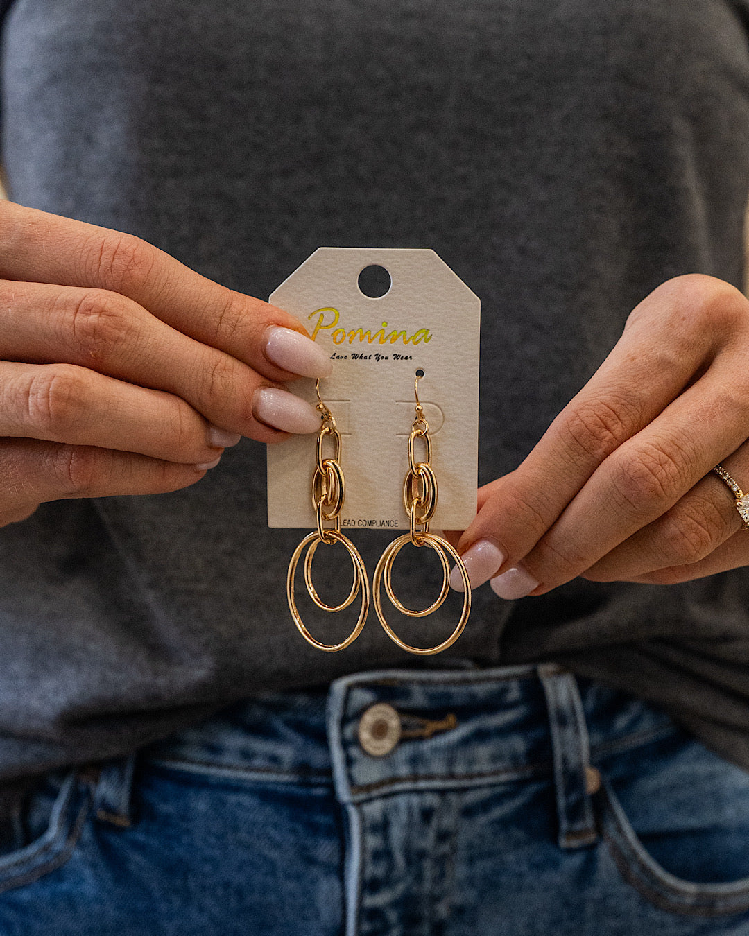 Interlocking Double Circle Dangle Earrings - Color Options Available! Trendy Wholesale Gold