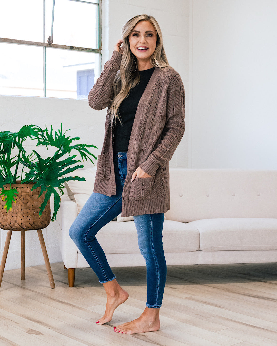 Textured Open Front Cardigan - Cappuccino  Staccato   