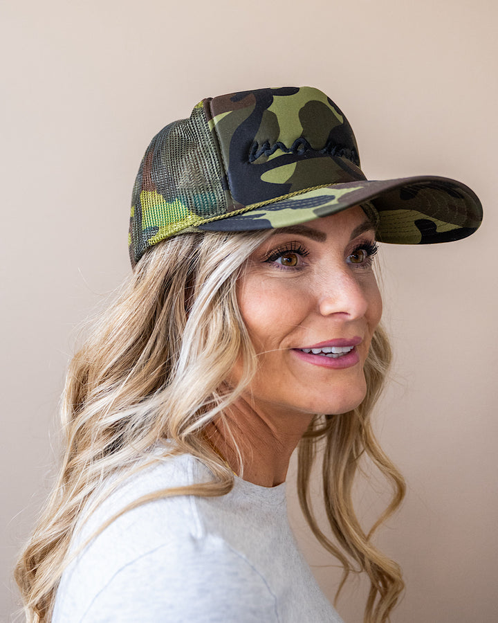NEW! Mama Camo Trucker Hat - Army Green D&E