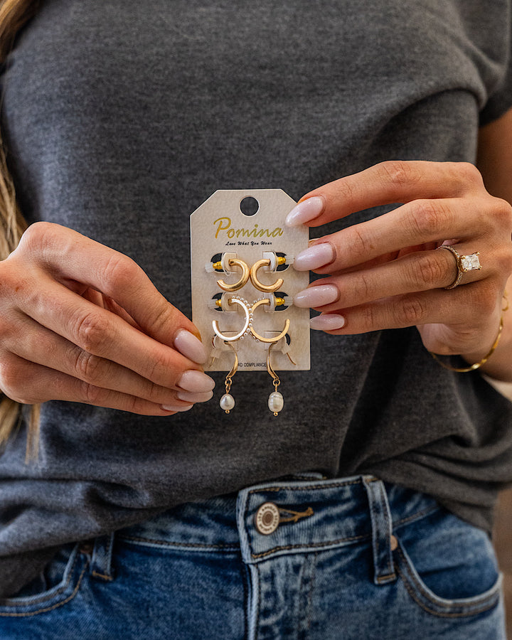 NEW! Gold Open Hoop Earring Set Trendy Wholesale