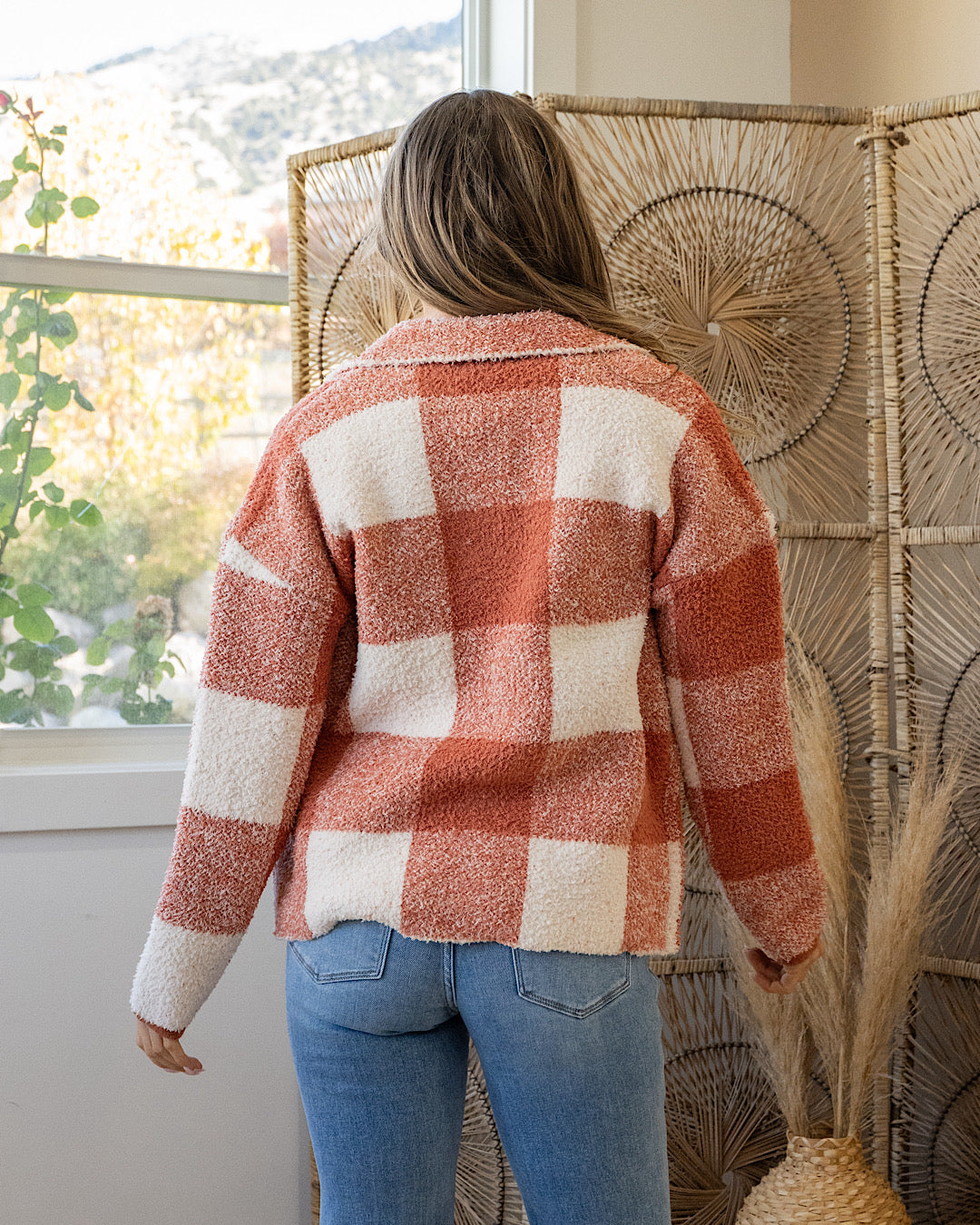 Fall Dreams Plaid Blanket Shacket - Rust Staccato