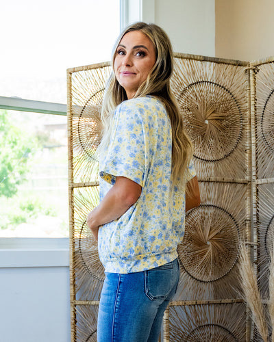 Misty Yellow and Blue Floral Top FINAL SALE  Bombom   