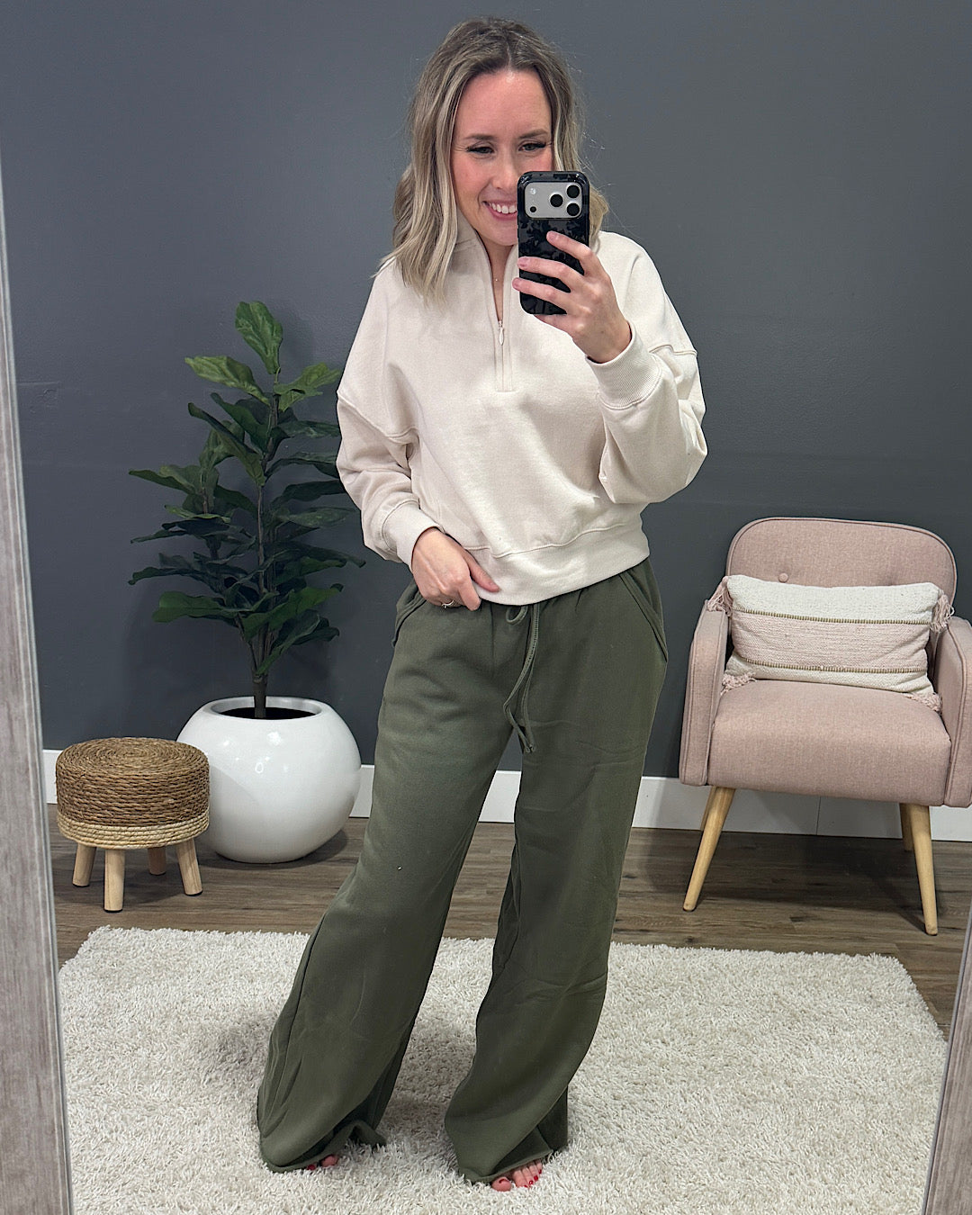 Dakota Half Zip Pullover - Beige Reflex