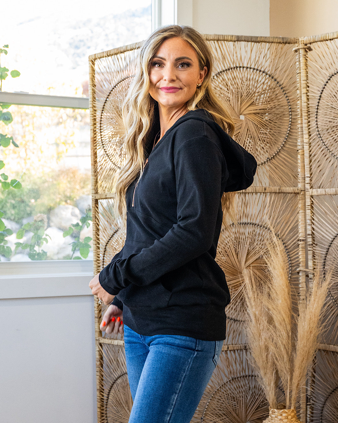 NEW! Ampersand Ave Midnight Rose HalfZip Hoodie Ampersand Ave