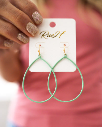 NEW! Color Coated Teardrop Earrings - Light Green  Trendy Wholesale   