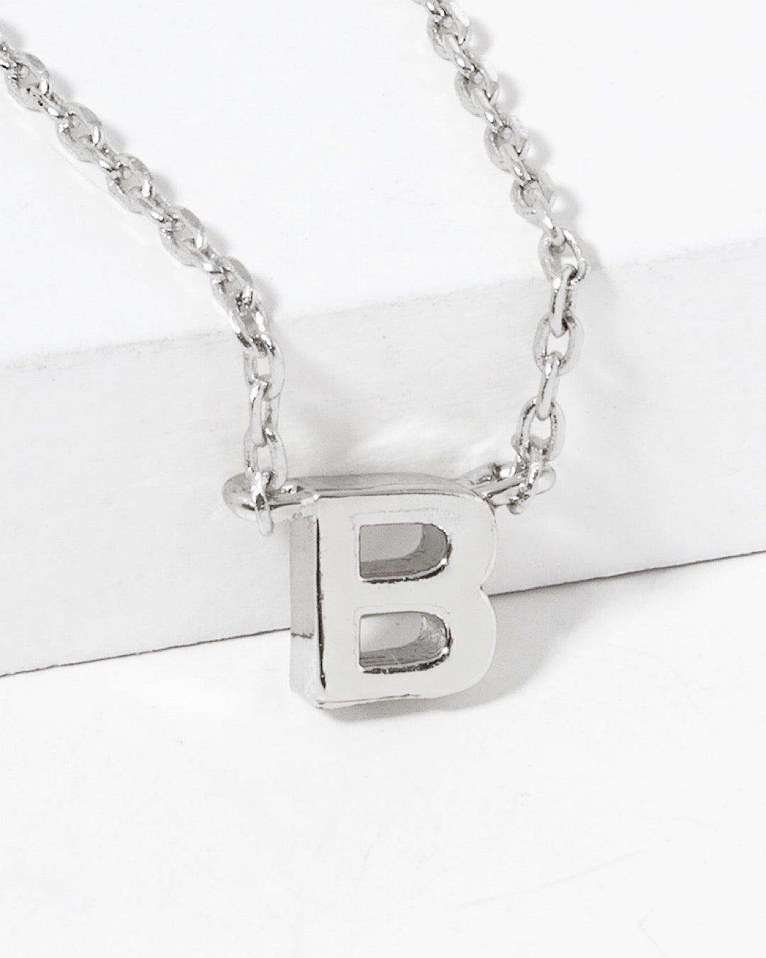 Dainty White Gold Initial Necklace - Pick Your Initial  Trendy Wholesale One Size B 