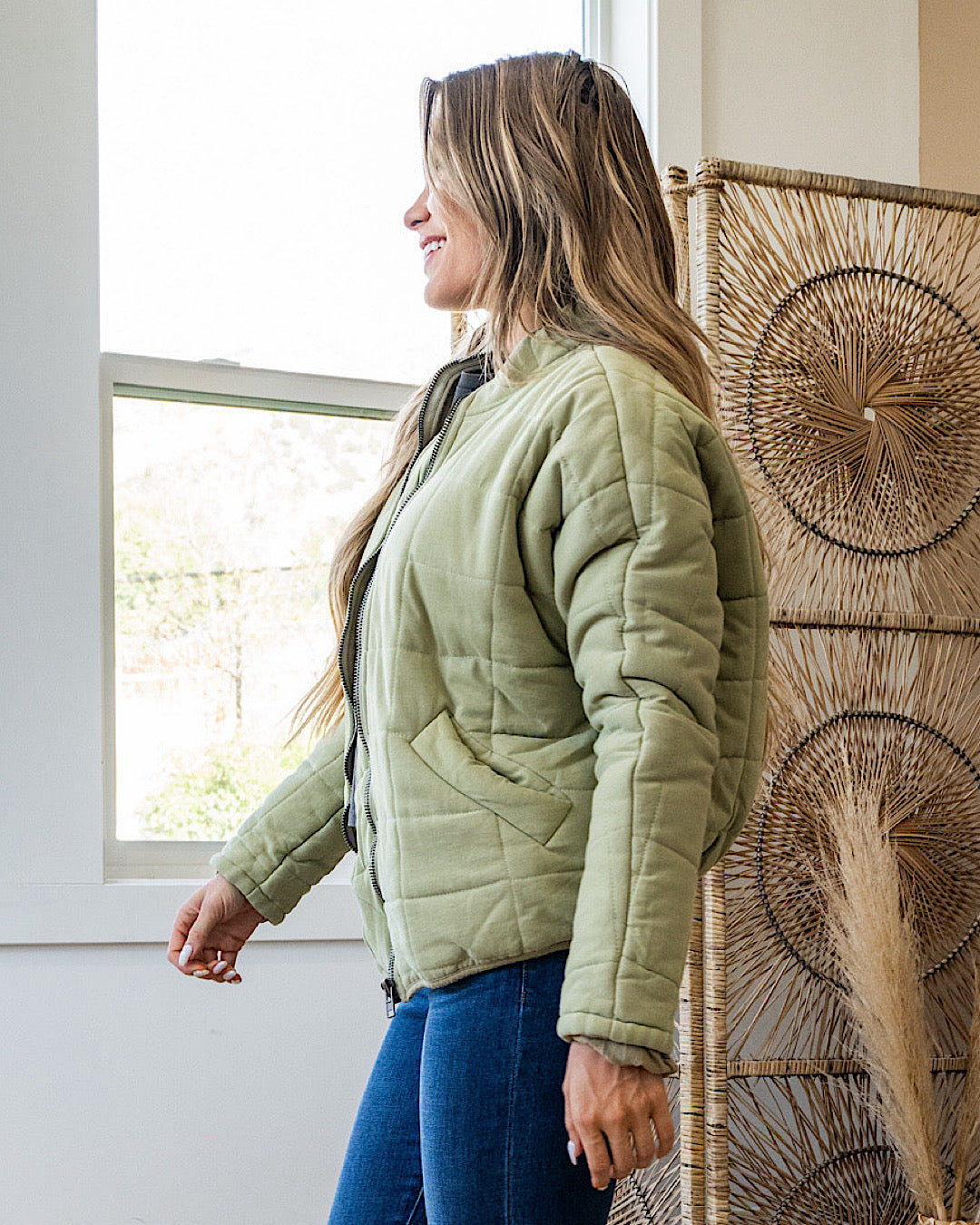 Quilted Puffer Jacket - Matcha Green Heyson