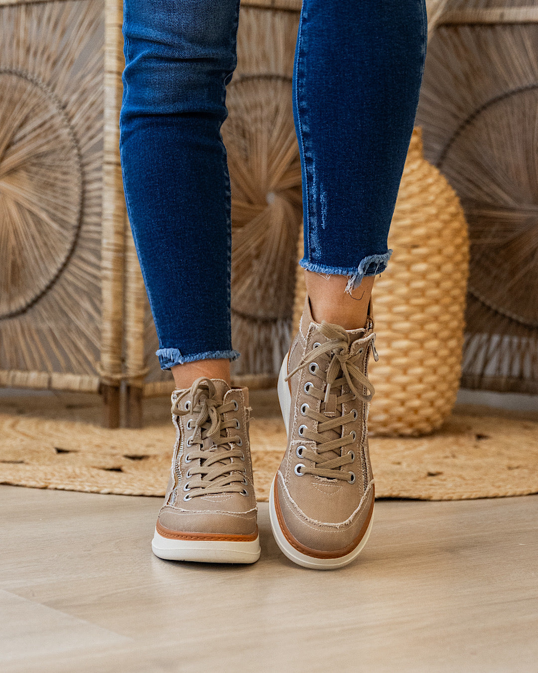 Blowfish Camden High Top Wedge Sneakers Boots - Color Options Available! Blowfish Desert Khaki