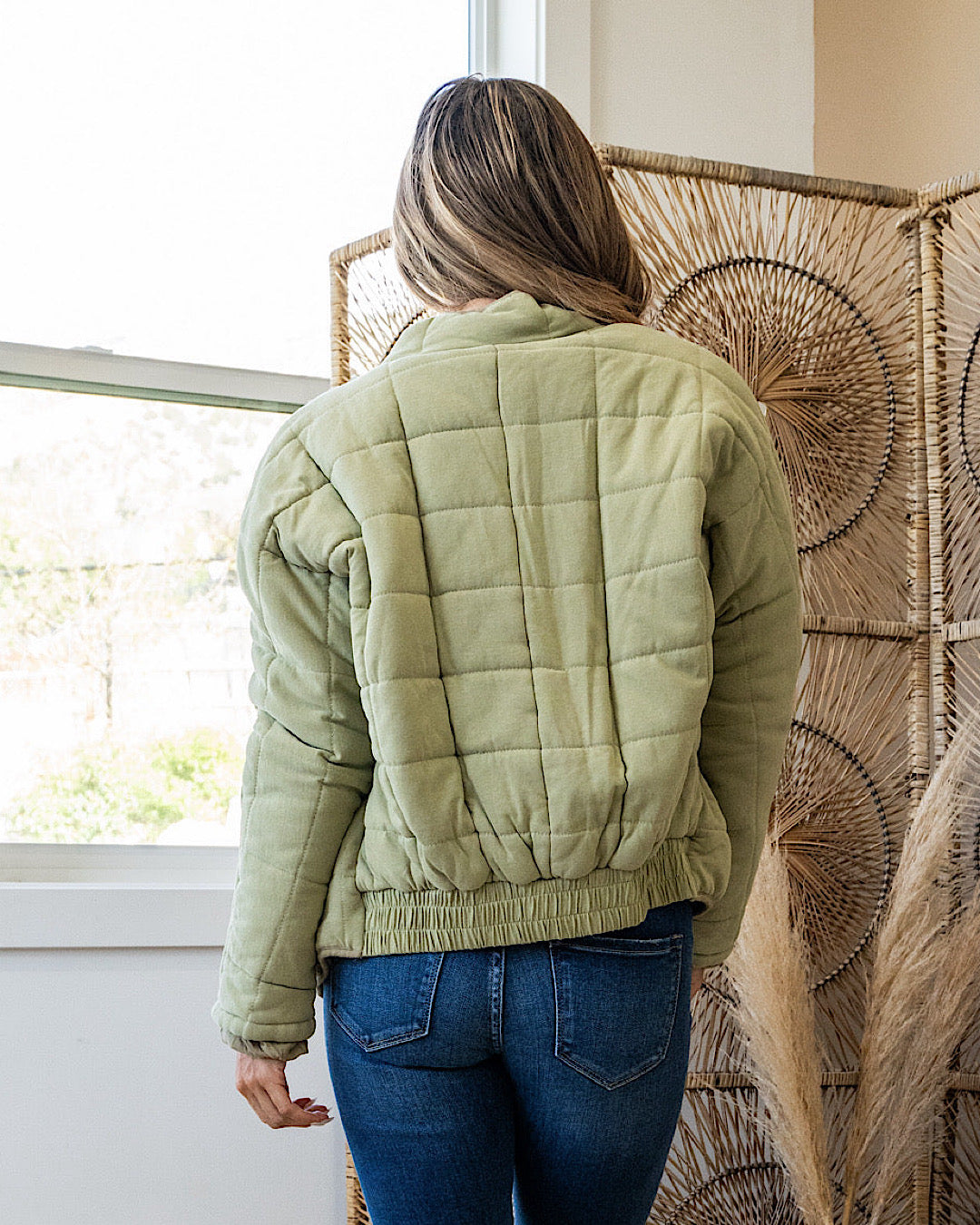 Quilted Puffer Jacket - Matcha Green Heyson