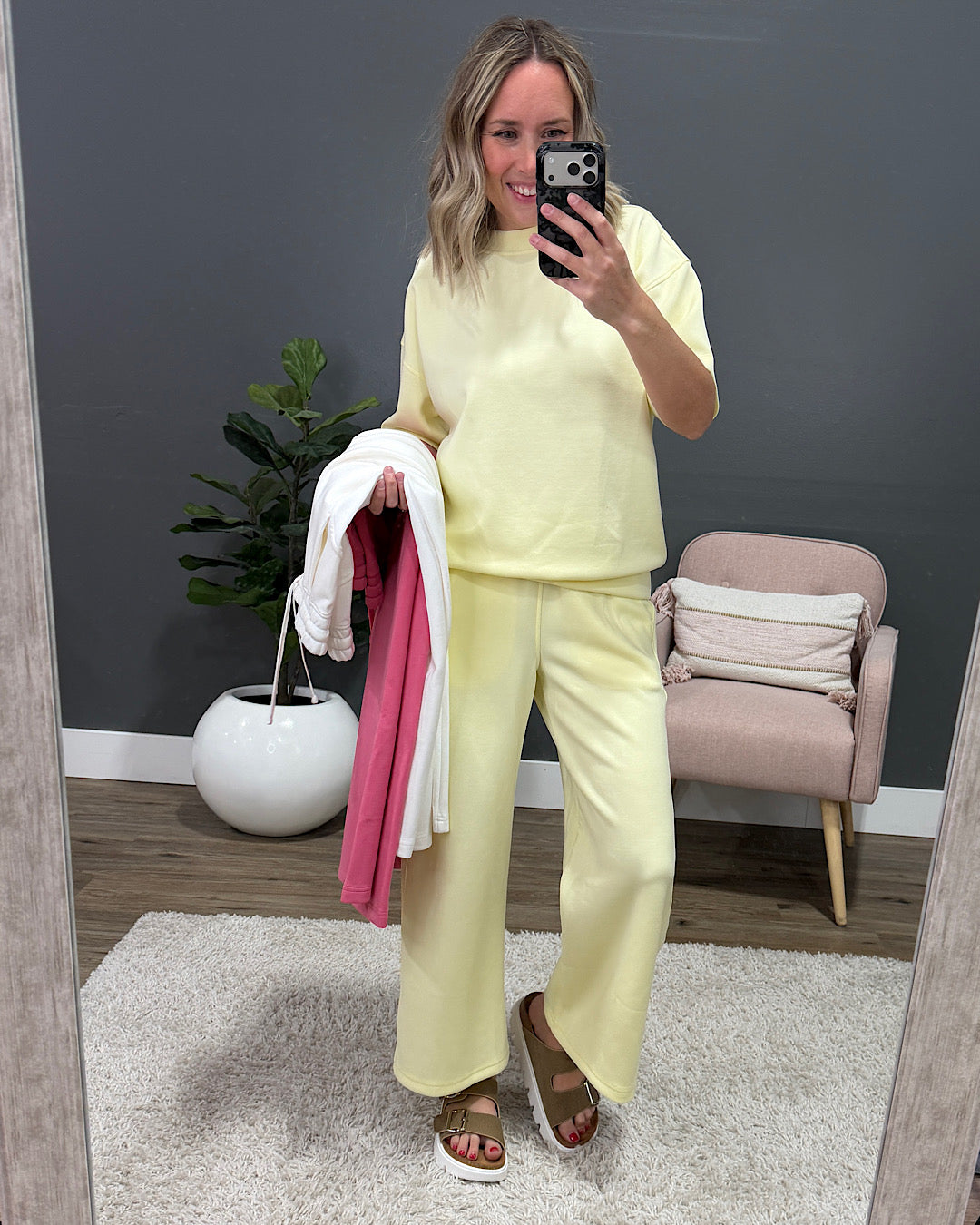 NEW! Kendall Scuba Fabric Wide Leg Pants - Cream