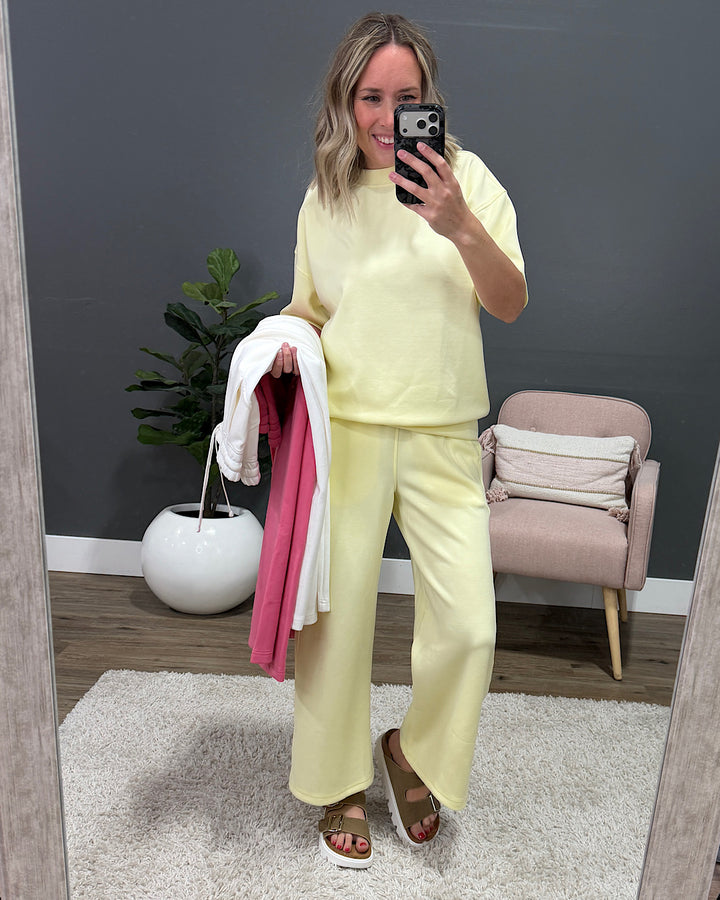 NEW! Kendall Scuba Fabric Wide Leg Pants - Cream