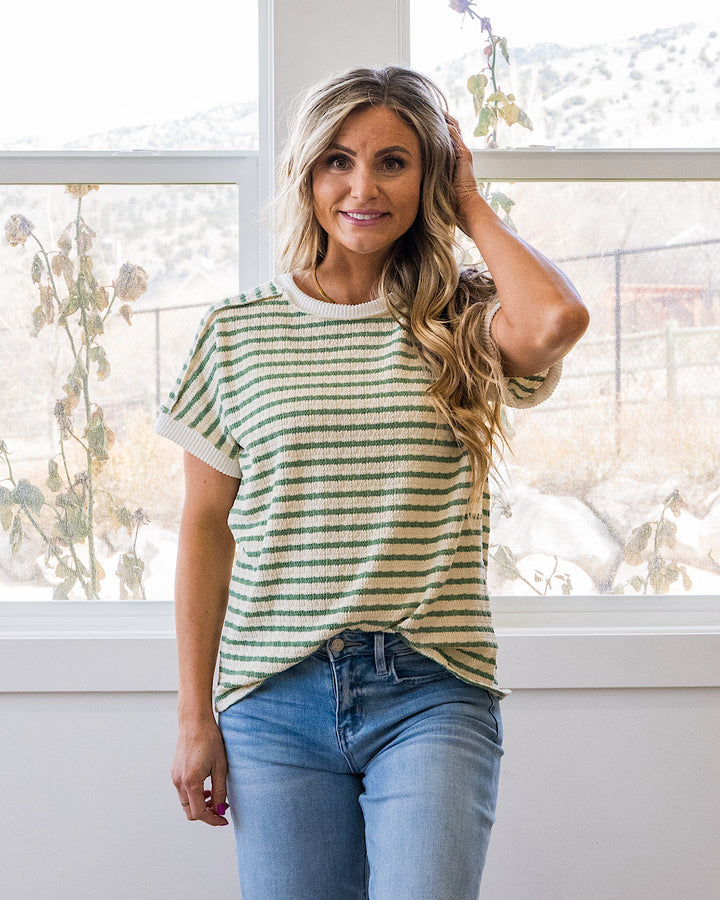NEW! Devri Textured Striped Top - Sage