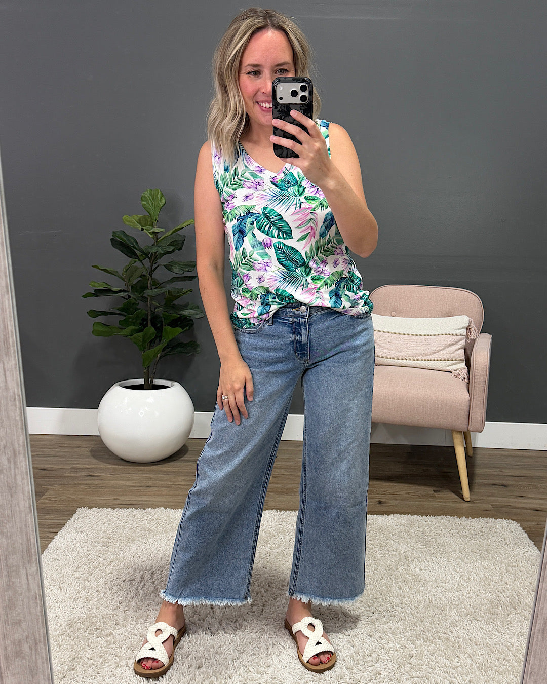 NEW! Noelle Tank Top - Tropical Leaf Michelle Mae