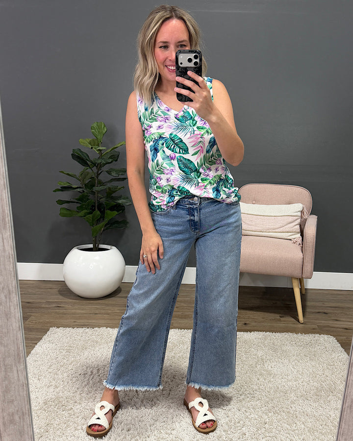NEW! Noelle Tank Top - Tropical Leaf Michelle Mae