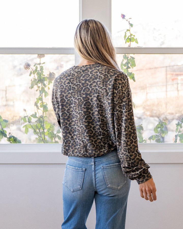 NEW! Free Bird America 1977 Leopard Long Sleeve Top