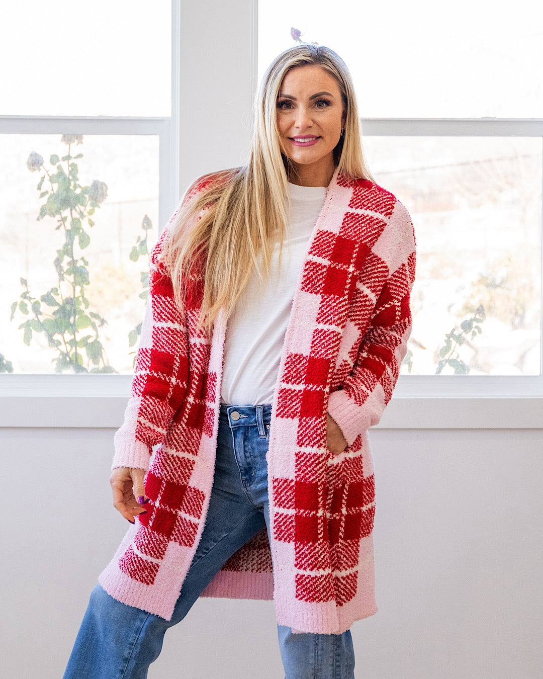 Valentine's Day Cloud Open Cardigan - Color Options Available! Blakeley Plaid