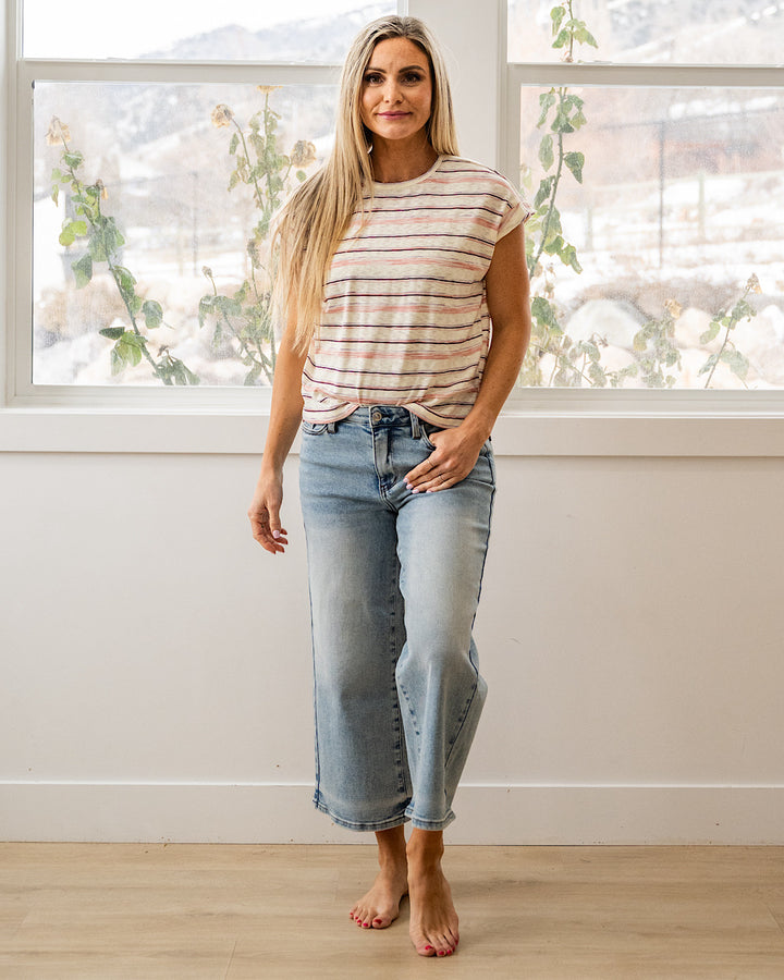 NEW! Alicia Striped Slub Knit Top - Pink