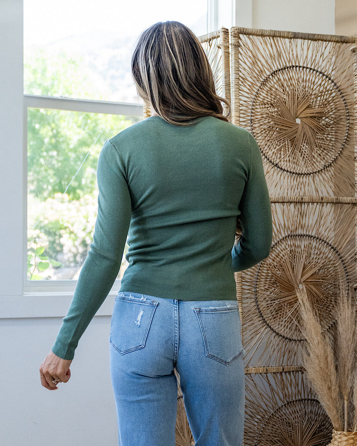 NEW! Lainey Long Sleeve Rib Knit Sweater - Spruce