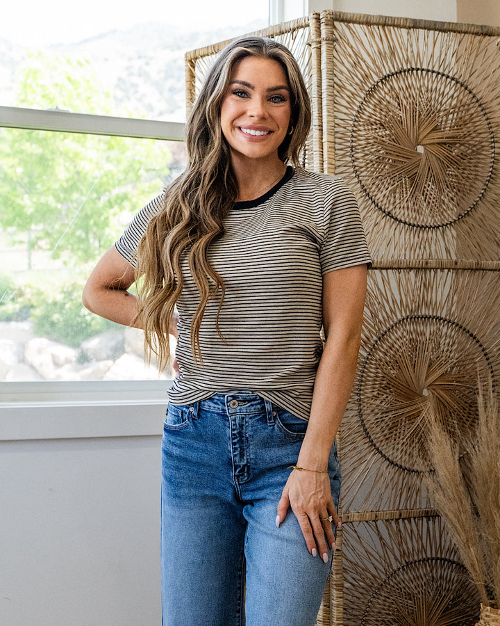 Beck Oatmeal and Black Striped Short Sleeve Top Wishlist