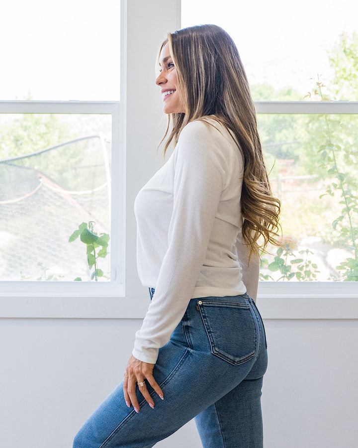 NEW! Sydney Micro Ribbed Top - Ivory
