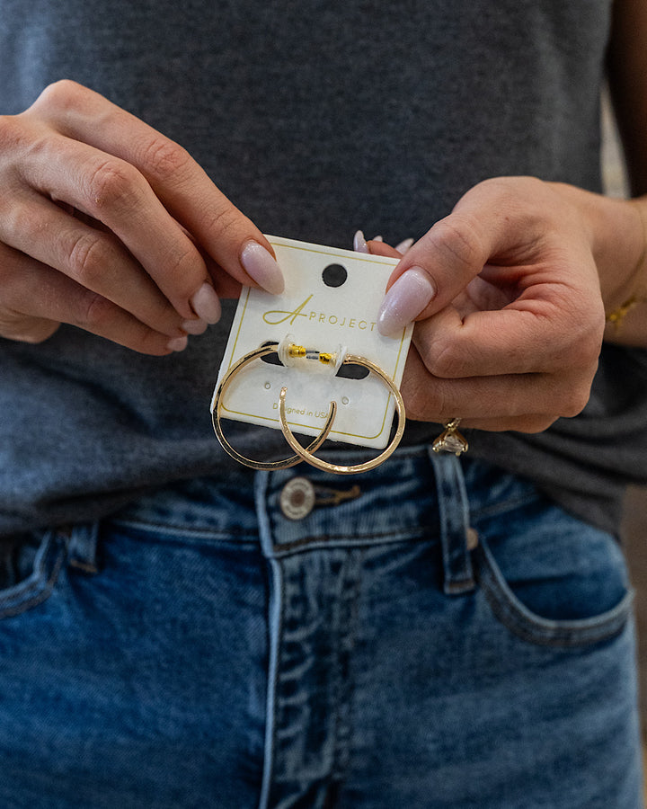 Color Filled Open Hoop Earrings - Gray Trendy Wholesale