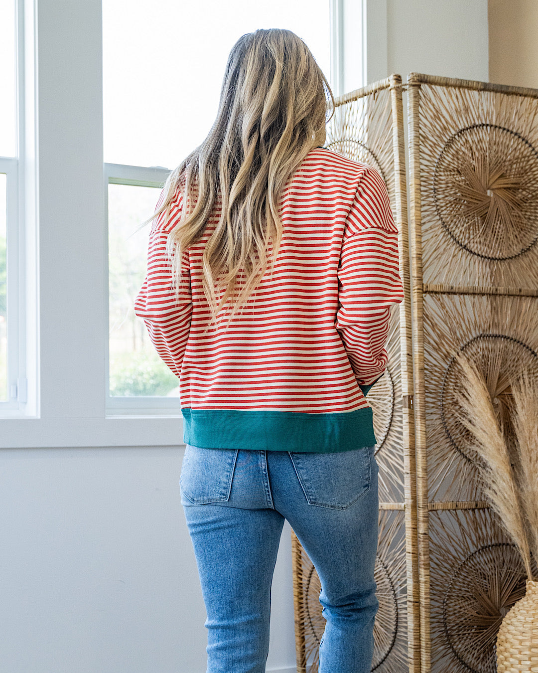 NEW! Kaylee Rust Striped Top - Teal Staccato