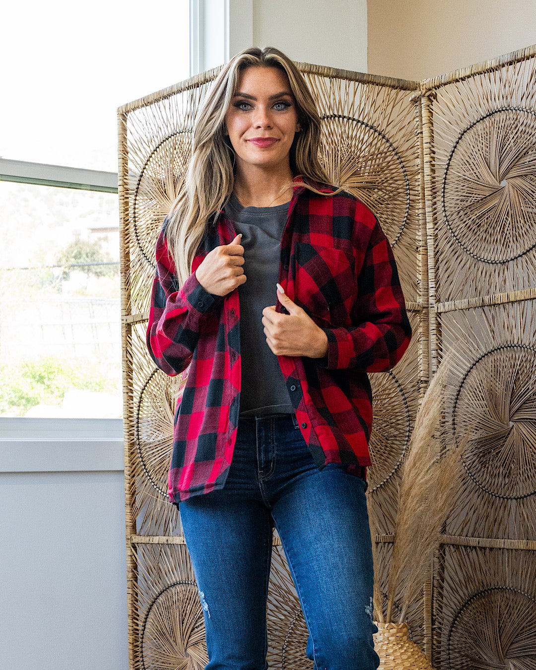 Devri Plaid Flannel Top - Cherry Be Cool