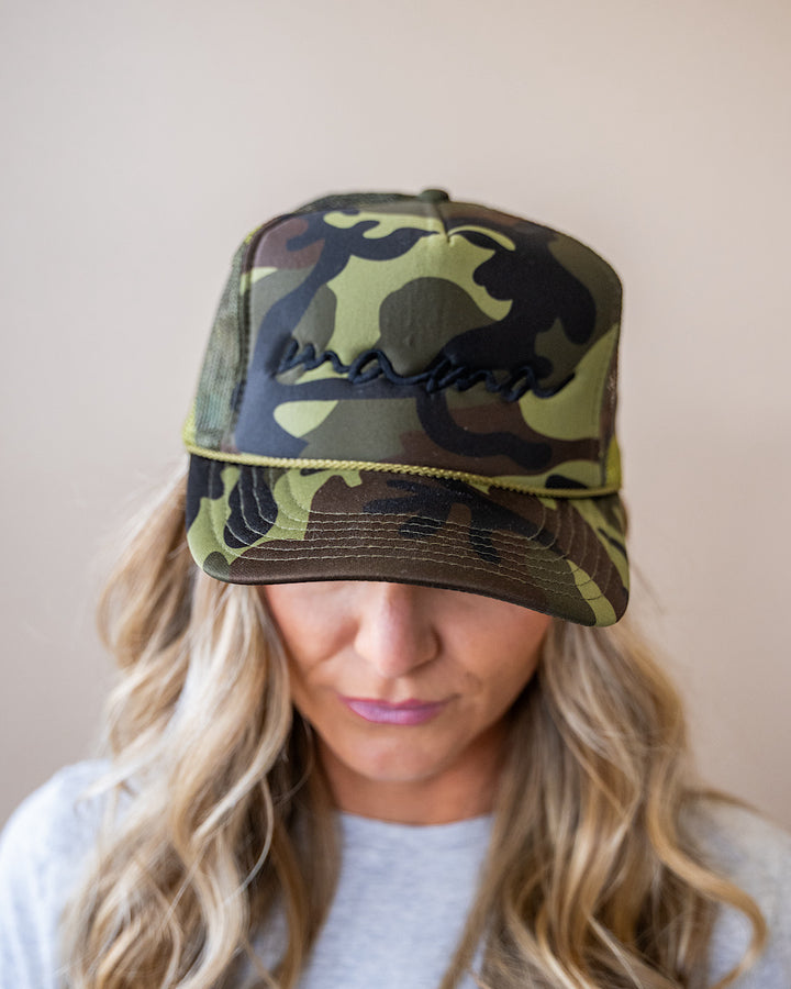 NEW! Mama Camo Trucker Hat - Army Green D&E