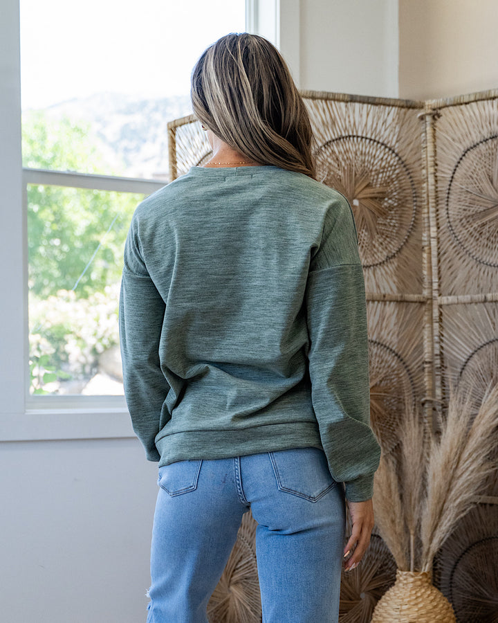 Another Life Marled Heavy Knit Top - Olive Staccato