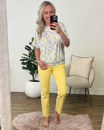 Misty Yellow and Blue Floral Top FINAL SALE  Bombom   