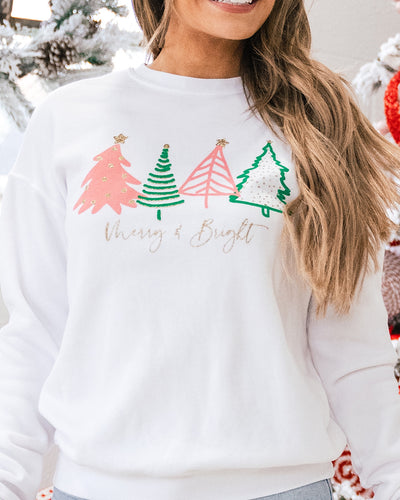 Merry & Bright Christmas Tree Ivory Sweatshirt FINAL SALE  HRT&LUV   