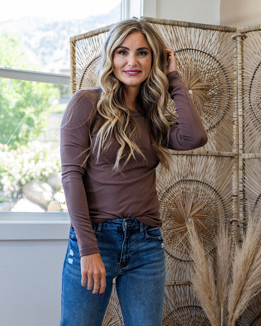 Elle Long Sleeve Knit Top - Brown Be Cool