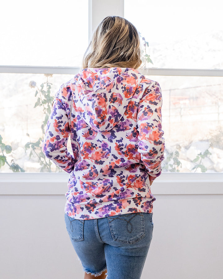 NEW! Lindsay Half Zip Hoodie - Purple Abstract Michelle Mae