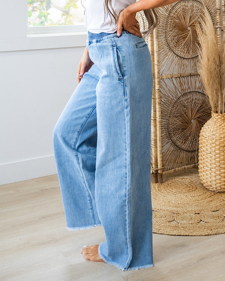KanCan You Got Me Elastic Waist Wide Leg Jeans KanCan