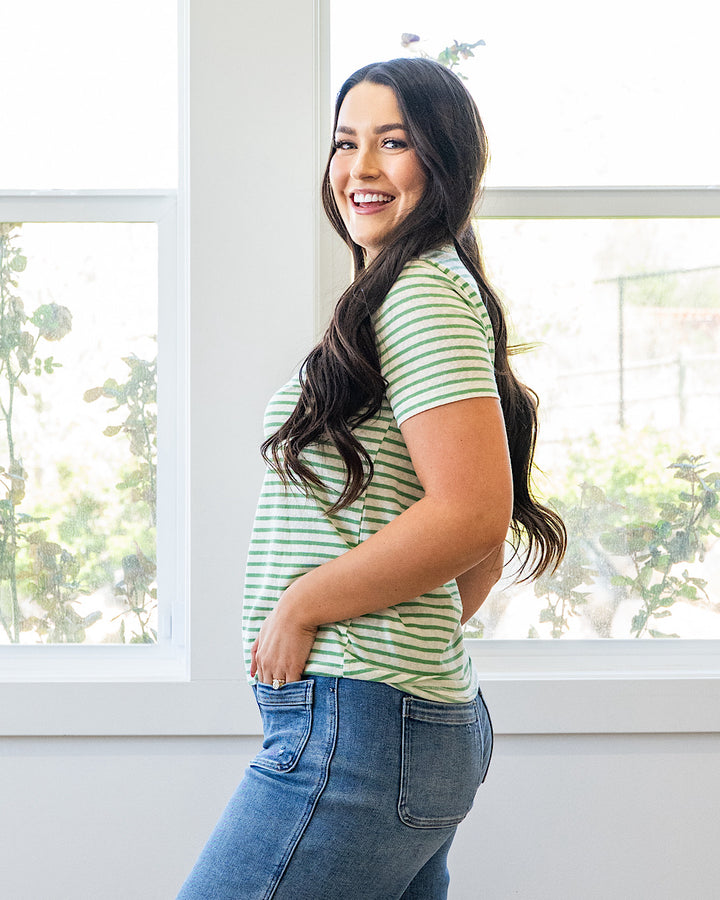 NEW! Erin Striped Slub Knit Top - Green