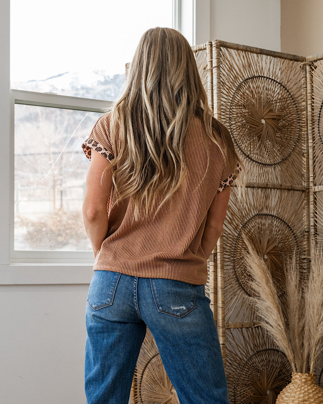 Amber Corded Top with Leopard Detail - Peanut Butter Lovely Melody