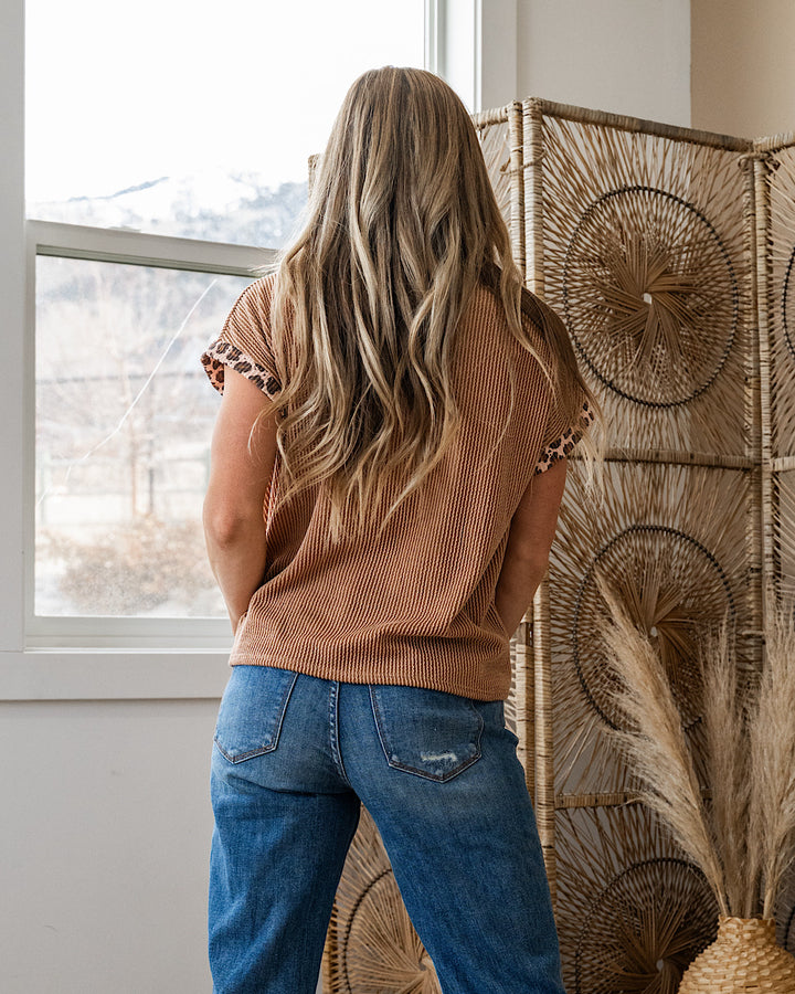 Amber Corded Top with Leopard Detail - Peanut Butter Lovely Melody