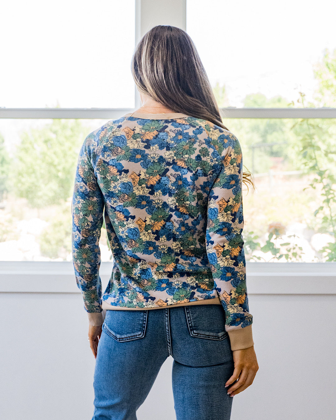 NEW! Bristol Floral Lightweight Sweater - Taupe Staccato