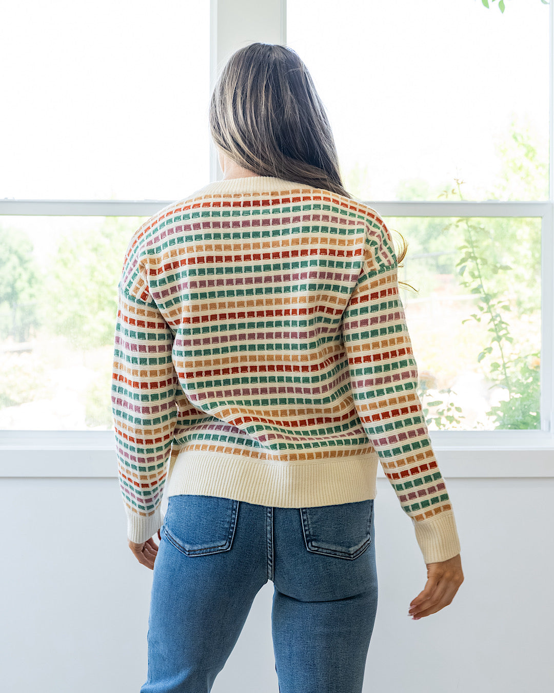 NEW! Ellen Multi Colored Textured Sweater - Jade & Rust