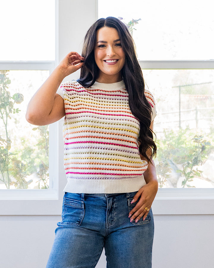 NEW! Brandi Crochet Knit Top - Ivory