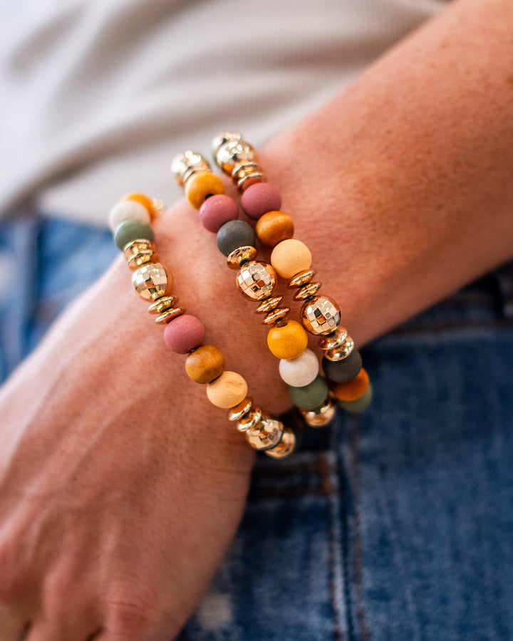 NEW! Wooden Multi Colored Bracelet Set
