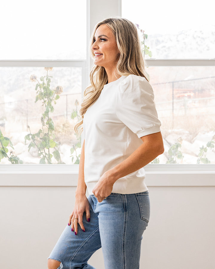 NEW! Jessie Puff Sleeve Top - Ivory Staccato