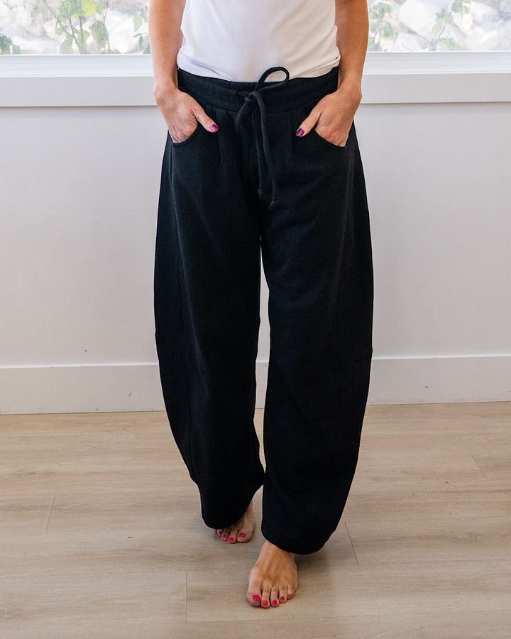 NEW! Micael Barrel Leg Lounge Pants - Black Reflex