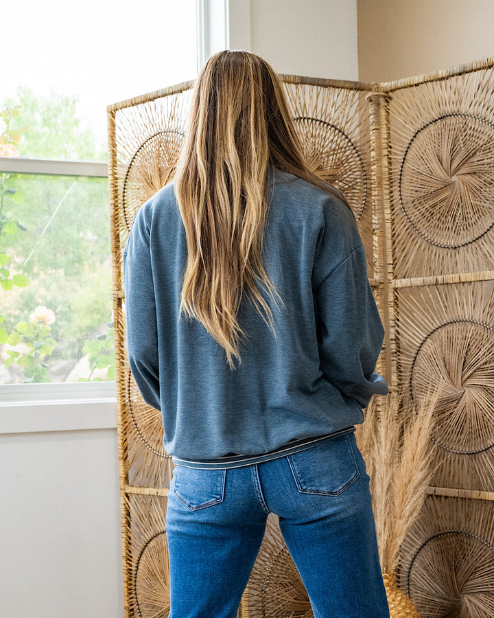 NEW! Isabel Contrast Striped Top - Blue