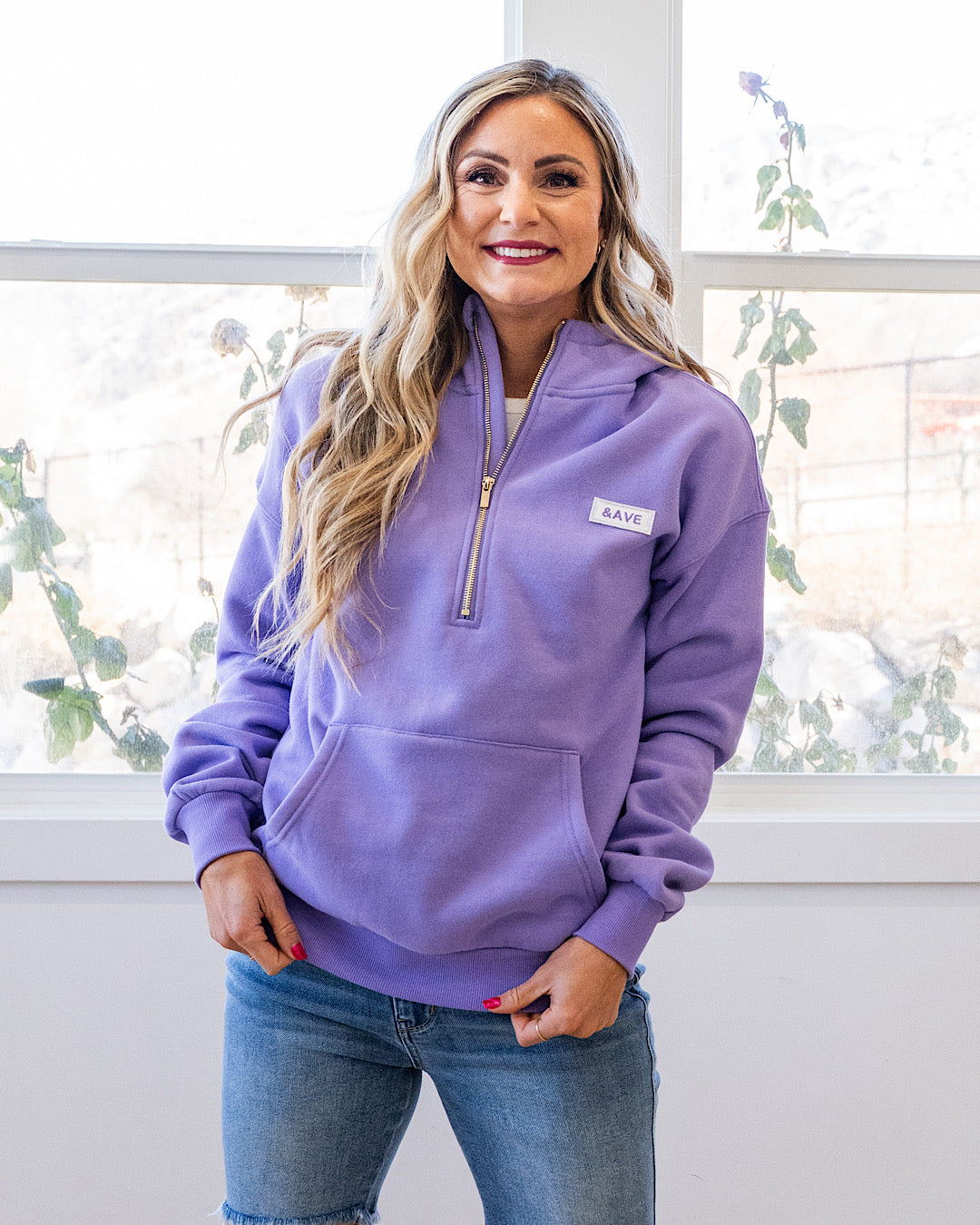 NEW! Ampersand Ave Comfort Zone HalfZip Hoodie - Lavender Ampersand Ave