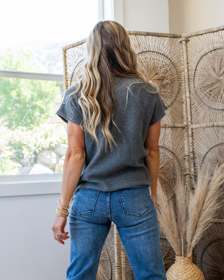 Aaliyah Knit Sweater Top - Heather Charcoal Be Cool