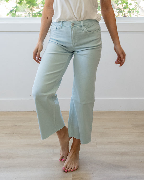 NEW! Vervet Skye Wide Leg Non Distressed Crop Jeans - Winter Sky Vervet